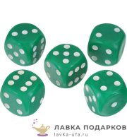 Кости игральные 16 мм. цвет зеленый, точки белые (1 шт\ 20)   