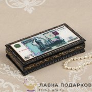 Купюрница - шкатулка лаковая «1000 рублей» черная 17 х 09 х 04 см. 323.290 
