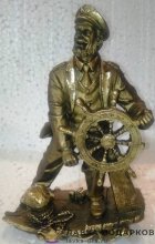 Скульптура «Капитан и штурвал» 20 см. БРОНЗА F_493_2		 
