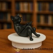 П / Фигурка декоративная «Кошка с книжкой», 20 см, полистоун, черная 718393 