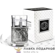 КМН / Подстаканник Кольчугино «Врачу» со стаканом (хрусталь), никель, Литой 