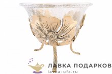 Винтаж / Ваза латунная со стеклом «Цветы» полиш 25 х 20 х 20 см. В_4010_1 