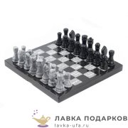 УК / Шахматы из камня «Торнамент» 38 х 38 см, мрамор + офиакальцит (в кейсе) 
