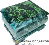 УК / Шкатулка из камня «Ларец» 14 х 10 х 08 см. змеевик - иллюстр. малахит (без упак.) 5017 