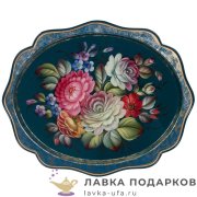НП Ж / Поднос жостовский с резным краем «Приданое» 38 х 30 см. темный фон НХПР_А_15 5о 