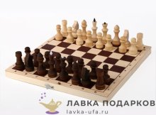 Шахматы обиходные «Походные», парафинированные, доска складная 28 х 14 см. цв. светлый (Ладья) 