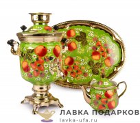 Самовар электрический 3 л «банка» в наборе «Яблоки» 