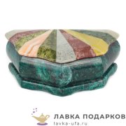 Камень / Шкатулка с зеркалом «Мозаика - ракушка» 15 х 08 х 06 см. змеевик 8937 