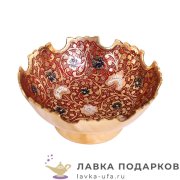 Кашмир / Вазочка для конфет «Резной край» 09 х 09 х 04 см. латунь, эмаль красная Фр_1130.3  