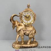 LR / Скульптурные часы «Слоник трубящий» В13х32х23 см полистоун бронза 526 