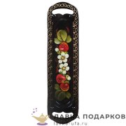 НП Ж / Поднос жостовский узкий «Утренняя заря» 26 х 07 см. темный фон НХПР_А_7 4ж 