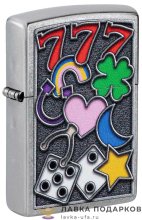 Zippo / Зажигалка бензиновая Zippo 48682 «Три 777» цв. хром матовый 