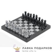 УК / Шахматы из камня «Торнамент» 32 х 32 см, мрамор + офиакальцит (в кейсе)  