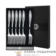 КМ / Вилка столовая «Пламя» 20 см. посеребренная (6 шт) + футляр 