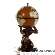 Brigant / Глобус-бар напольный «Атлант» D = 42 см Н = 85 см. цв. красно-коричневый + бронза  