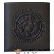 Макей / Портмоне из натур. кожи на кнопке «Король - лев» 10 х 11 см. цв. черный 122_08_51 