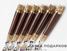 Павлово / Шампура на деревянной ручке с литьем «Сова» (6 шт) без чехла (К)  