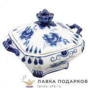 Гжель / Сахарница «Тюльпан» 17 х 14 х 13 см. авт. Дунашова Т.С. 