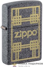 Zippo / Зажигалка 48791 «Квадраты с лого Zippo » 56 х 36 х 12 мм. серый камень 