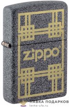 Zippo / Зажигалка 48791 «Квадраты с лого Zippo » 56 х 36 х 12 мм. серый камень 
