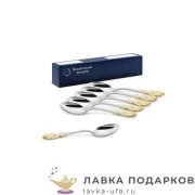 КМ / Ложка чайная с серебреннием и позолотой «Герб» 14 см. набором (6 шт) 