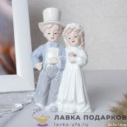HP-Ф / Статуэтка «Жених и невеста» большая 14см фарфор голубая пастель свадебная НР3036 