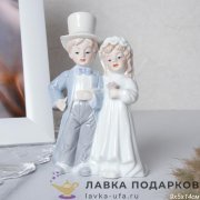 HP-Ф / Статуэтка «Жених и невеста» большая 14см фарфор голубая пастель свадебная НР3036 