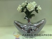 Ваза керамическая «Силуэт» 18 х 25 х 10 см, серебро C_026  