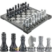 УК / Шахматы из камня с гравировкой «Торнамент» 40 х 40 см.мрамор + гранит (в кейсе)  