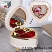 ИНТ / Музыкальная шкатулка «Сердце» белый пластик 14х13х8 см YL2062-2 