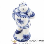 Гжель / Статуэтка Гжель «Хозяюшка с полотенцем» 10х08 см — авт. Федоровская Т.Д. 