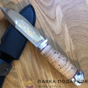Златоуст / Нож туристический «Стингер», сталь 95 х 18. рукоять береста + аллюминий, худ. позолота  