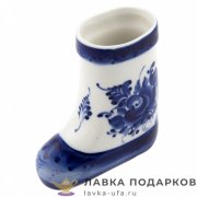 Гжель / Карандашница «Валенок» 11 х 10 х 04 см, авт. Голубенков Н.А. 