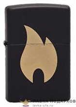 Zippo / Зажигалка 218 «Пламя золотое» 56 х 36 х 12 мм. черный матовый  
