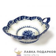 Гжель / Салатник «Лист» (№1) 08 х 26 х 20 см, авт. Шлык А.Н. 