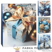 УП / Пакет подарочный «Новогодний Подарки» vertical малый 18х8.5х24см ассорти 9016-S 