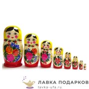 НП / Матрешка семеновская «Россияночка» 8 мест, 19 см. желтый платок  