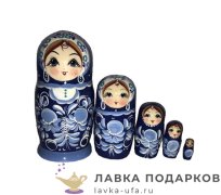 НП-М / Матрешка семеновская «Катюша» 7 мест, 21 см. букет бело-голубой 