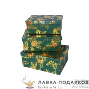 УП / Коробка подарочная «Новогодняя» прямоугольная средняя №3 Б зеленая 23х16х9.5см M10-224 