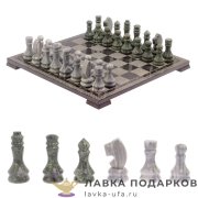 ИГ / Шахматы кабинетные «Греческий орнамент» 40х40 см змеевик гранит в кейсе 