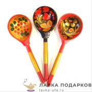 НП-Р / Ложка деревянная с росписью «Хохлома» большая , 21 см. золотистая 6401 