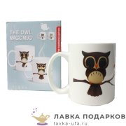 Кружка керамическая «Сова» 350 мл. (хамелеон) цв. белый 9231 