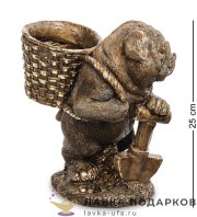 Скульптура «Мопс с корзинкой на спине» 25 х 11 х 11 см. БРОНЗА К_119_2 