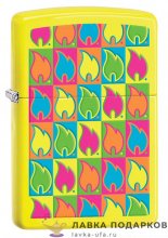 Zippo / Зажигалка 28954 «Пламя в коробках» 56 х 36 х 12 мм. цвет желтый неон  