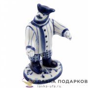 Гжель / Статуэтка Гжель «Домашние хлопоты — Дед» 13х08 см — авт. Федоровская Т.Д. 