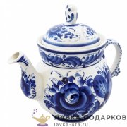 Гжель / Чайник «Клеверок» 19 х 21 х 13 см. v-1100 мл. авт. Хазова И.А. 