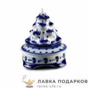 Гжель / Шкатулка «Новогодняя» 08 х 08 х 08 см. авт. Федоровская Т.Д. 