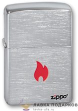 Zippo / Зажигалка «Пламя красное с лого Zippo» 56 х 36 х 12 мм. хром матовый 200 FLAME 