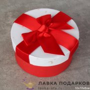 УП / Коробка подарочная «Бант Красная лента» круглая микро 10х10х6см S139 