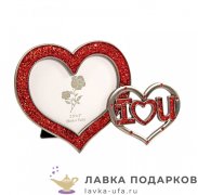 Стразы / Фоторамка металл «Сердечко» 09 х 07 см. цвет красный FTB_0851 